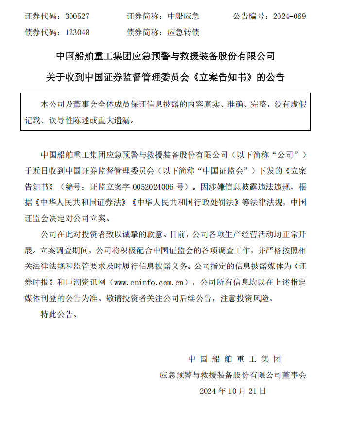 中船应急：关于收到中国证券监督管理委员会《立案告知书》的公告.png