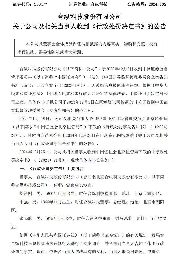 合纵科技：关于公司及相关当事人收到《行政处罚决定书》的公告1.png