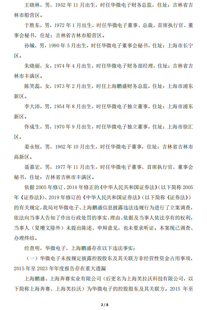 ST华微：吉林华微电子股份有限公司关于收到中国证券监督管理委员会吉林监管局《行政处罚决定书》的公告2.png