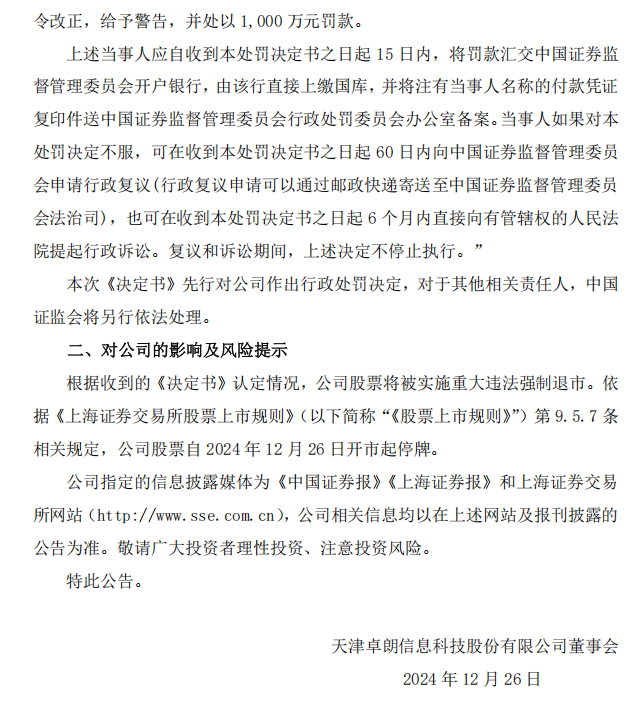 _ST卓朗：天津卓朗信息科技股份有限公司关于收到中国证券监督管理委员会《行政处罚决定书》的公告3.png