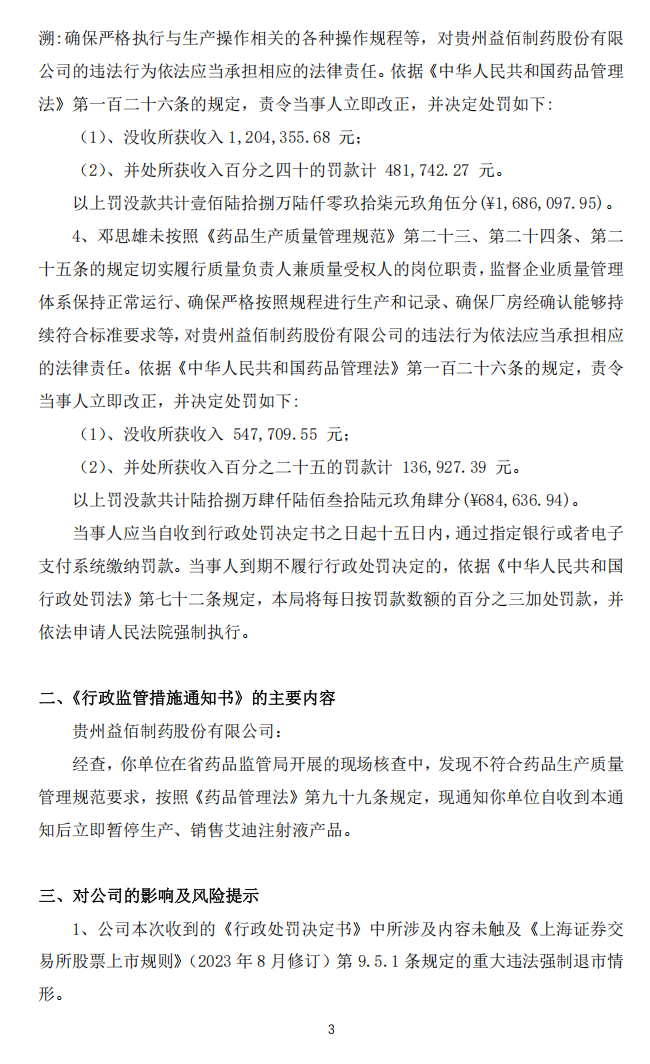 益佰制药：贵州益佰制药股份有限公司关于收到贵州省药品监督管理局《行政处罚决定书》及《行政监管措施通知书》的公告3.png