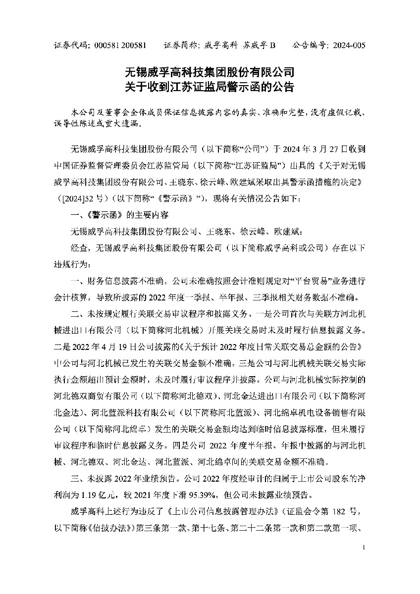 威孚高科：关于收到江苏证监局警示函的公告1.jpg