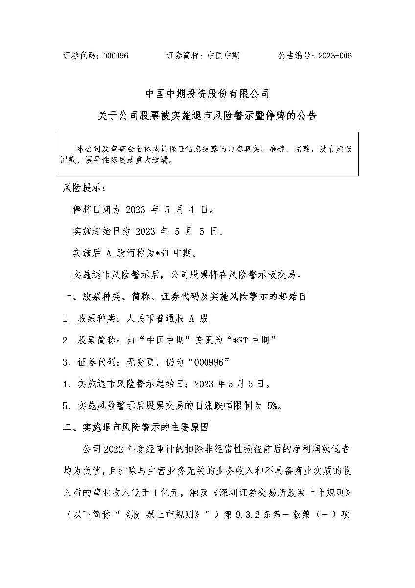 中国中期：关于公司股票交易被实行退市风险警示公告1.jpg