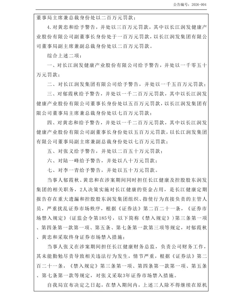 【正式处罚】ST长康收到《行政处罚决定书》的公告（2026/3/20）
