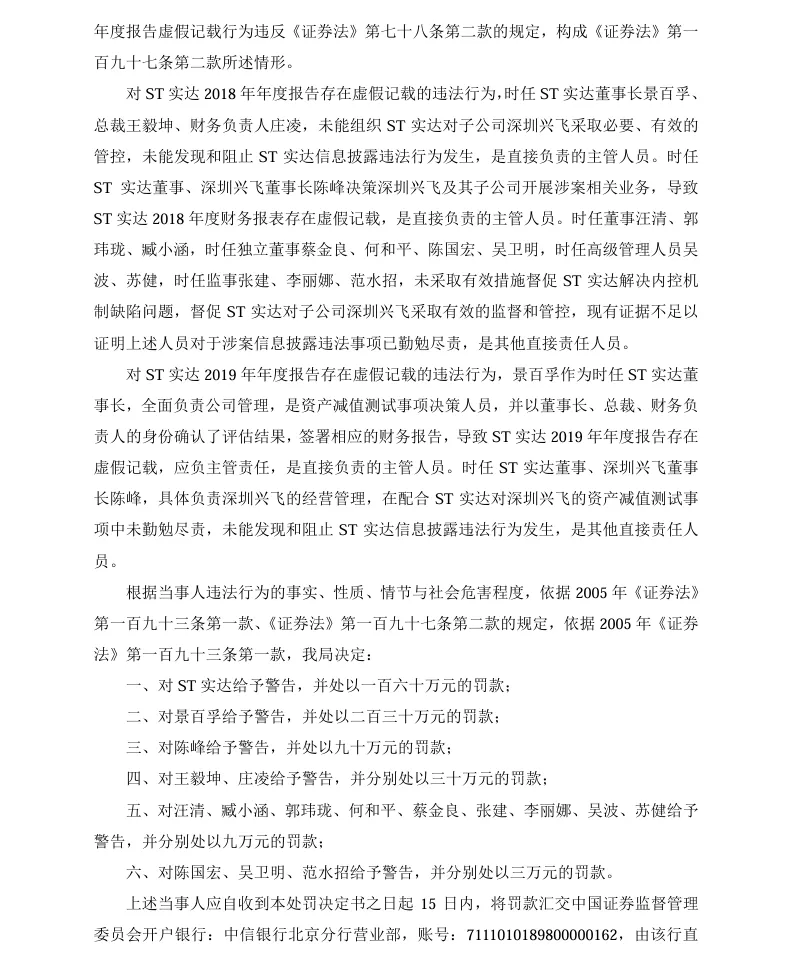 【1_正式处罚】ST实达收到《行政处罚决定书》的公告（2022/12/7）