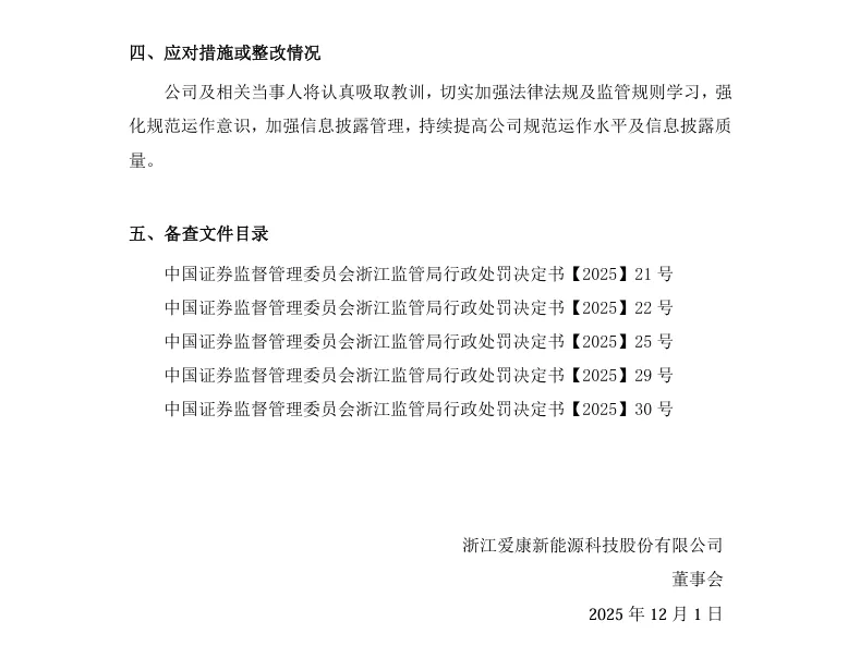 【正式处罚】ST爱康收到《行政处罚决定书》的公告（2025/11/28）
