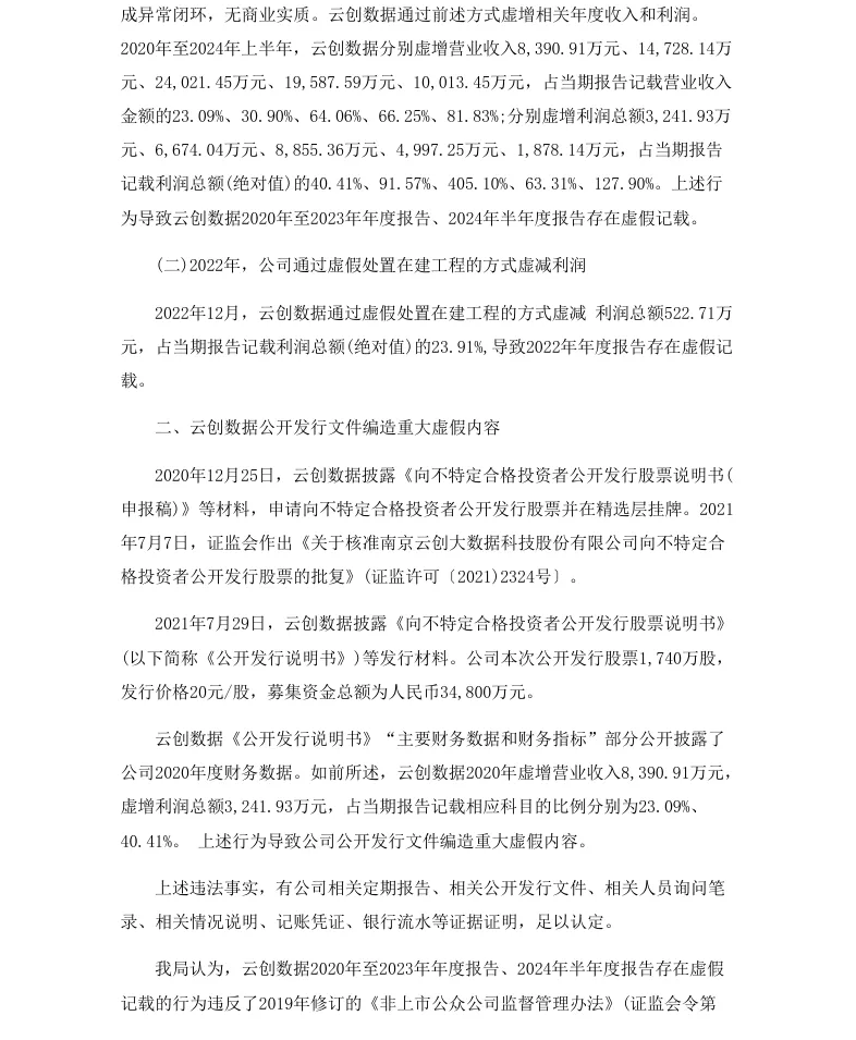【正式处罚】云创数据收到《行政处罚决定书》的公告（2026/9/9）